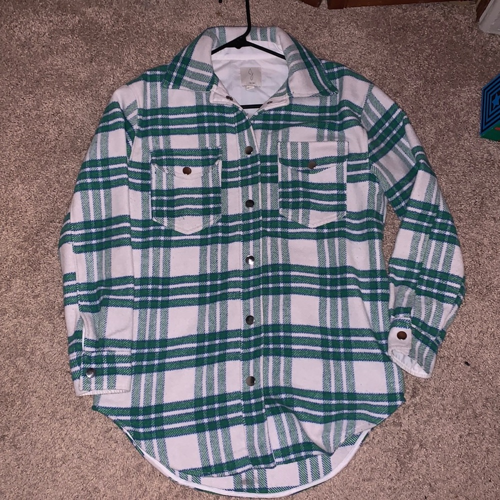 Joie Green Plaid Button Up Jacket Size XS